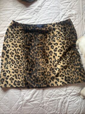 Leopard Print Mini Skirt - Brown Animal Print